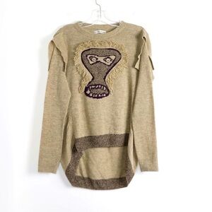 Tsumori Chisato sweater monkey face high-low knit wool XS knit tunic top luxury